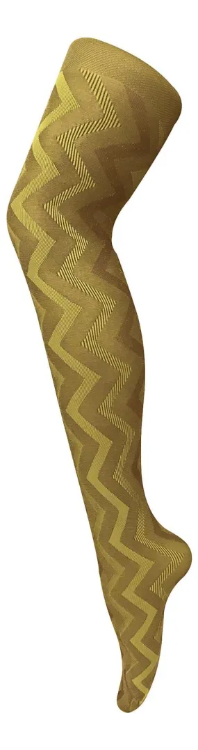 80 Denier Patterned Tights (8-14 UK / Weave Yellow)