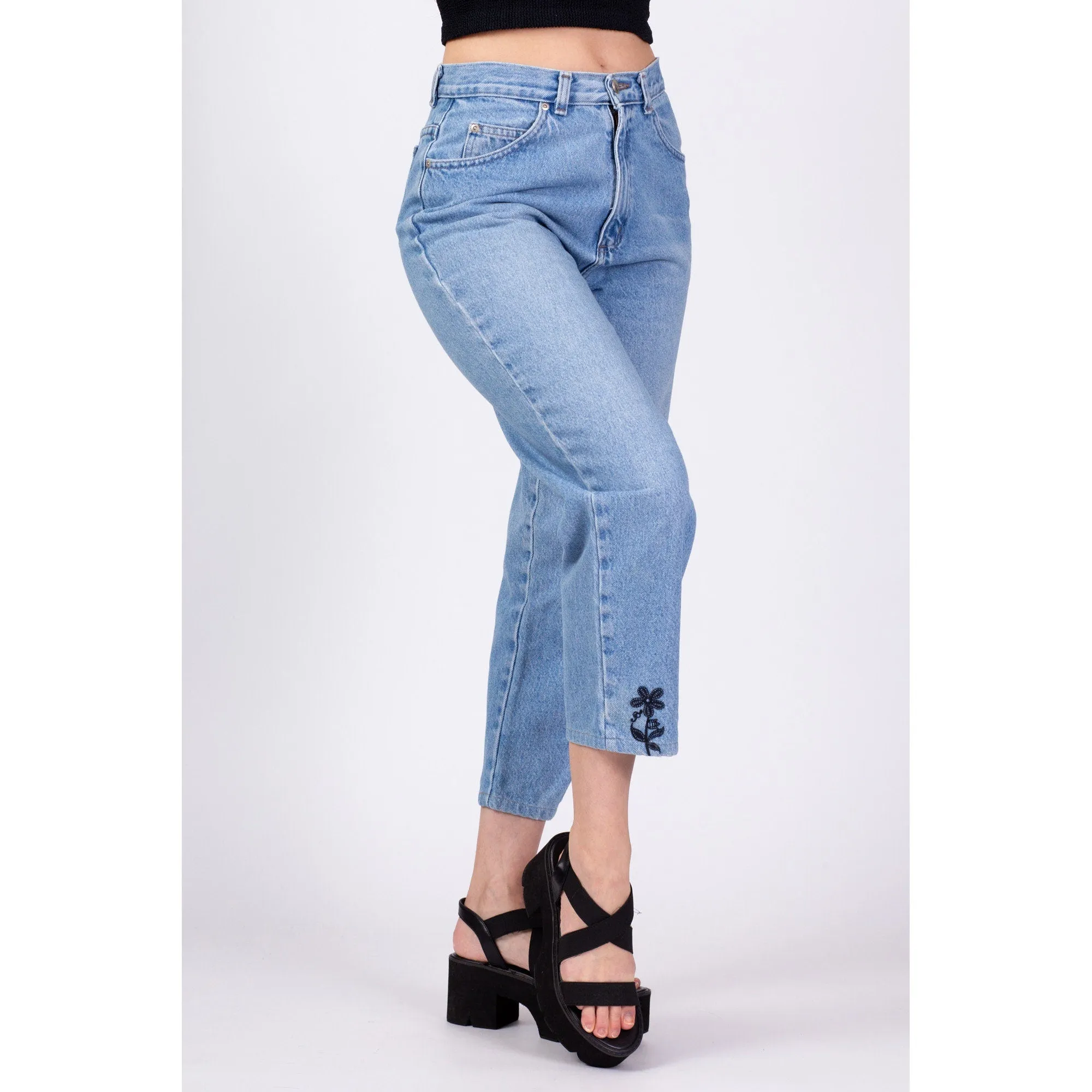 90s Flower Ankle Jeans - Medium, 29"