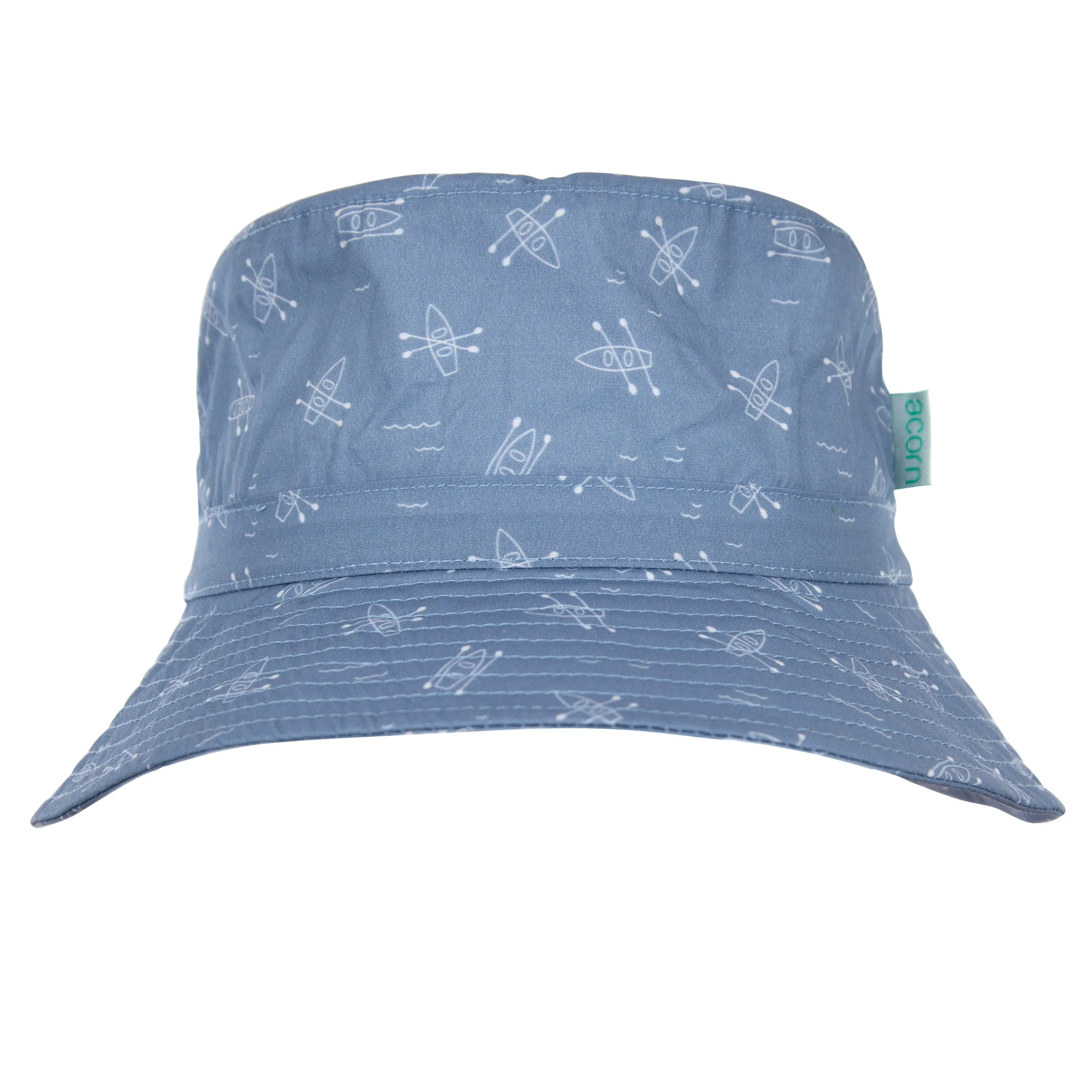 Acorn Row Boats Wide Brim Bucket Hat Blue and Cream