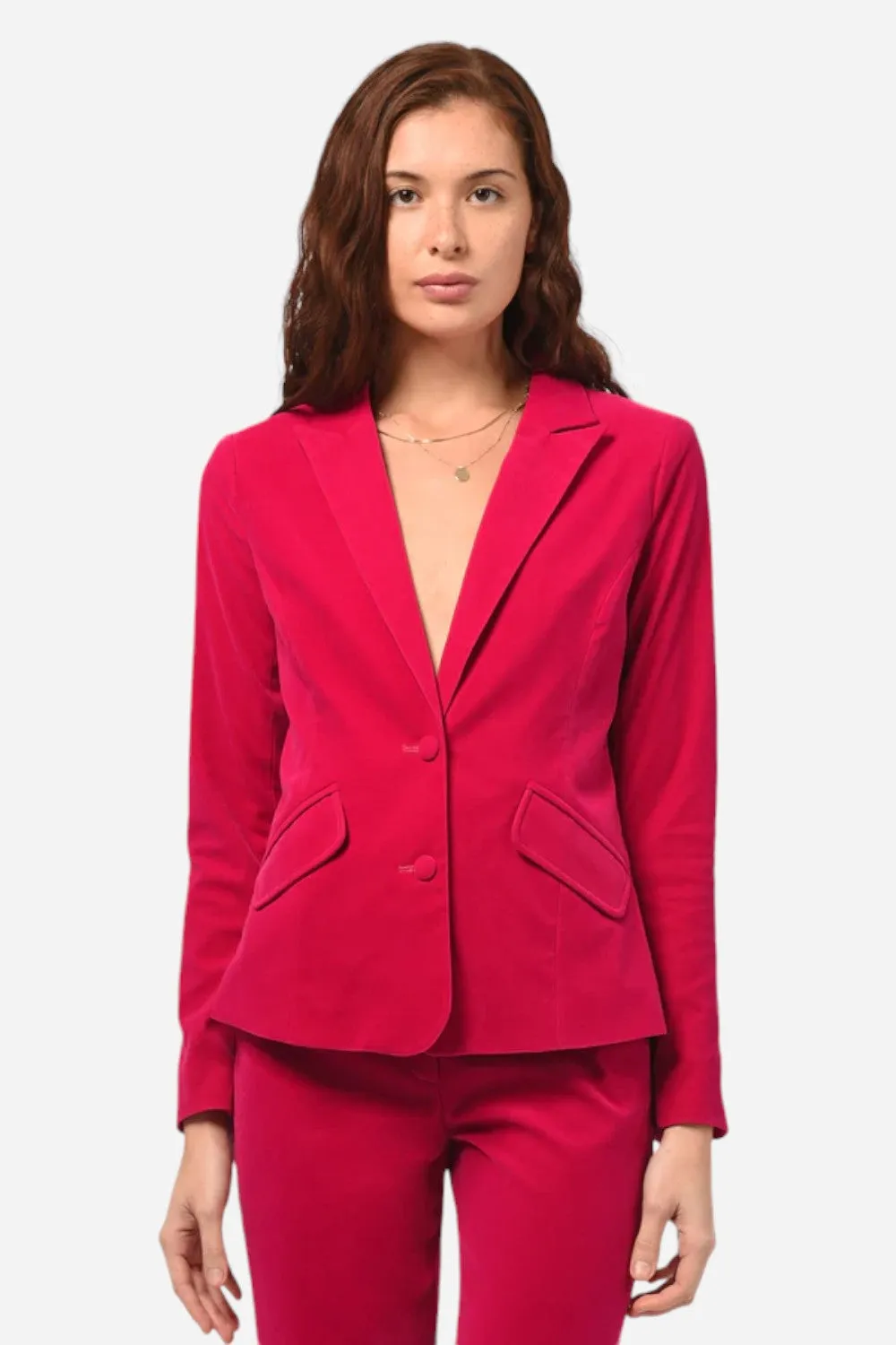 Adelyn Rae Bella Velvet Blazer Fuchsia