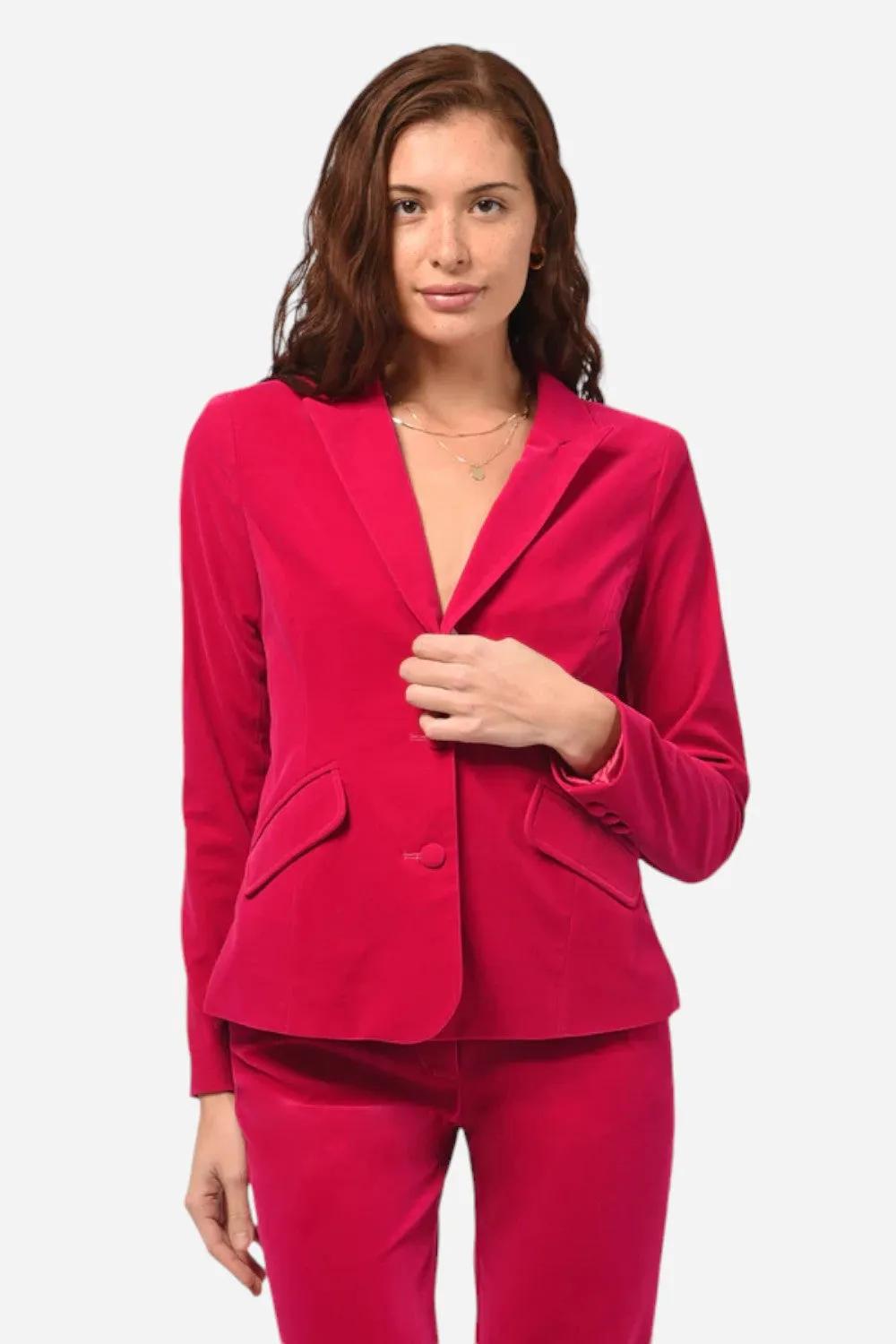 Adelyn Rae Bella Velvet Blazer Fuchsia