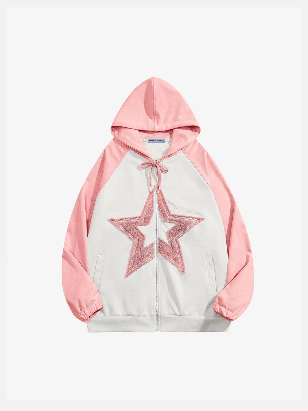 Aelfric Eden Suede Star Patchwork Zip Up Hoodie