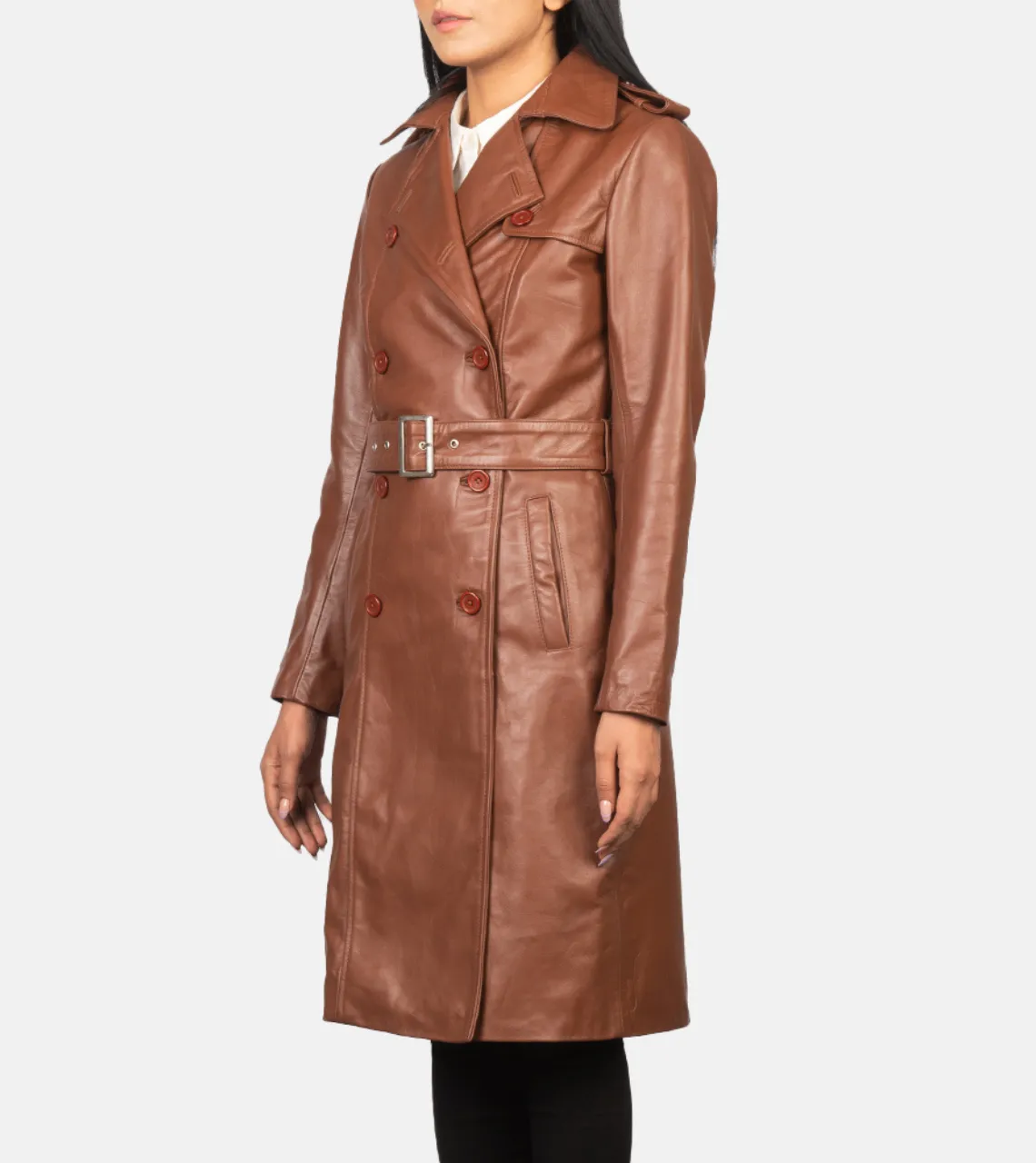 Alice Double Breasted Women's Leather Coat