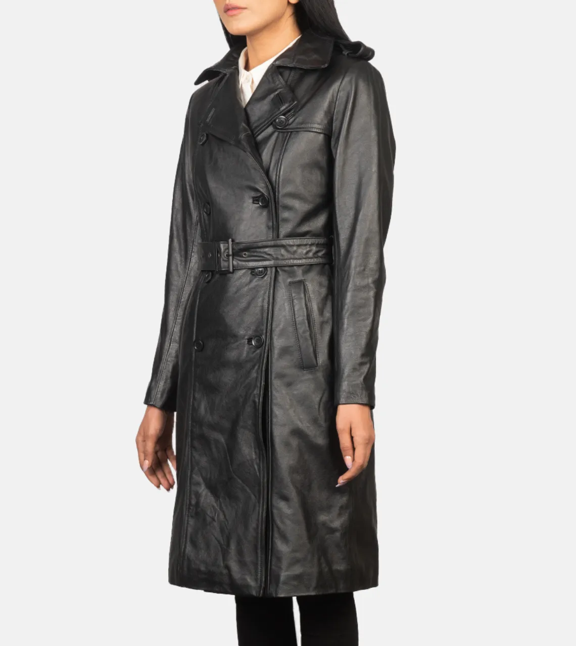 Alice Double Breasted Women's Leather Coat