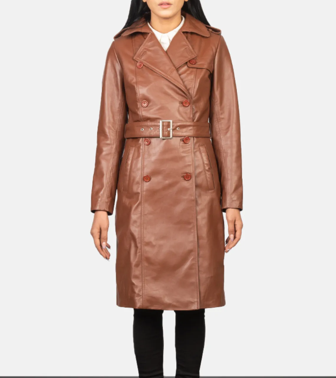 Alice Double Breasted Women's Leather Coat