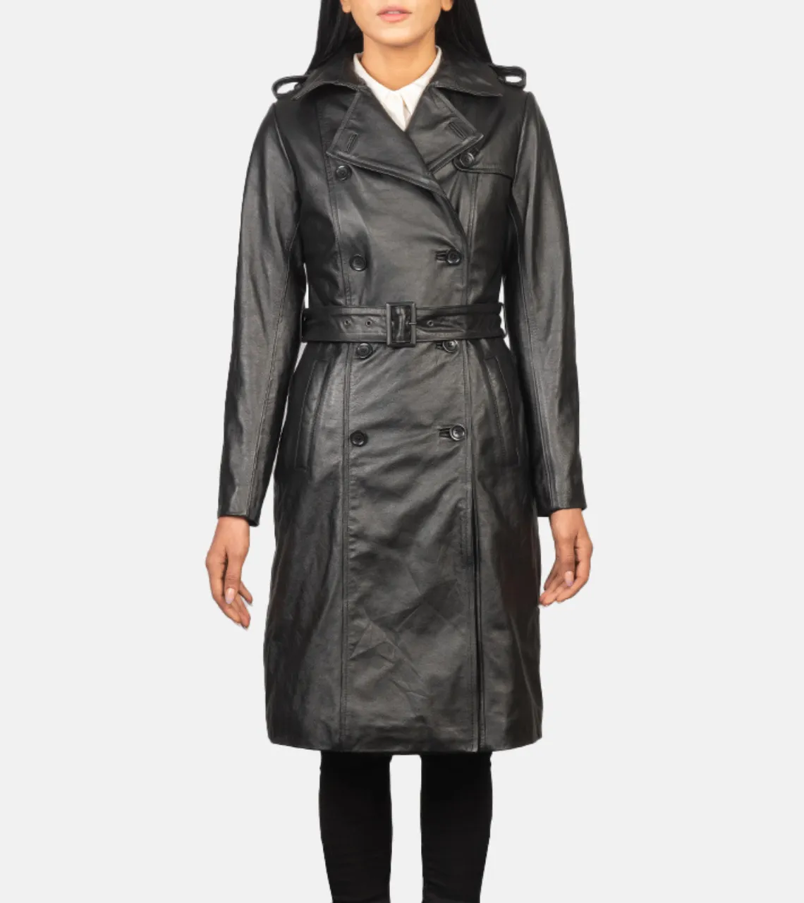 Alice Double Breasted Women's Leather Coat