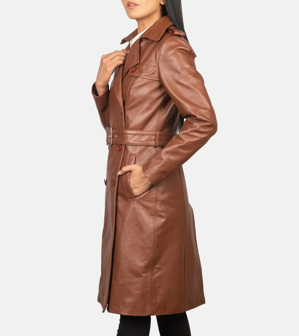 Alice Double Breasted Women's Leather Coat