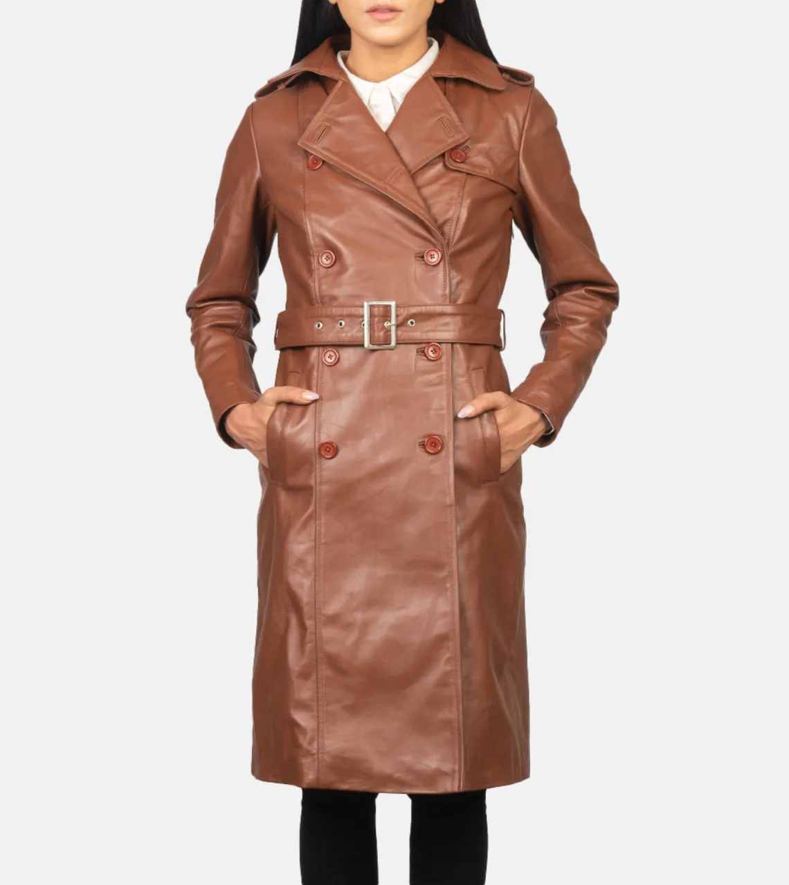 Alice Double Breasted Women's Leather Coat