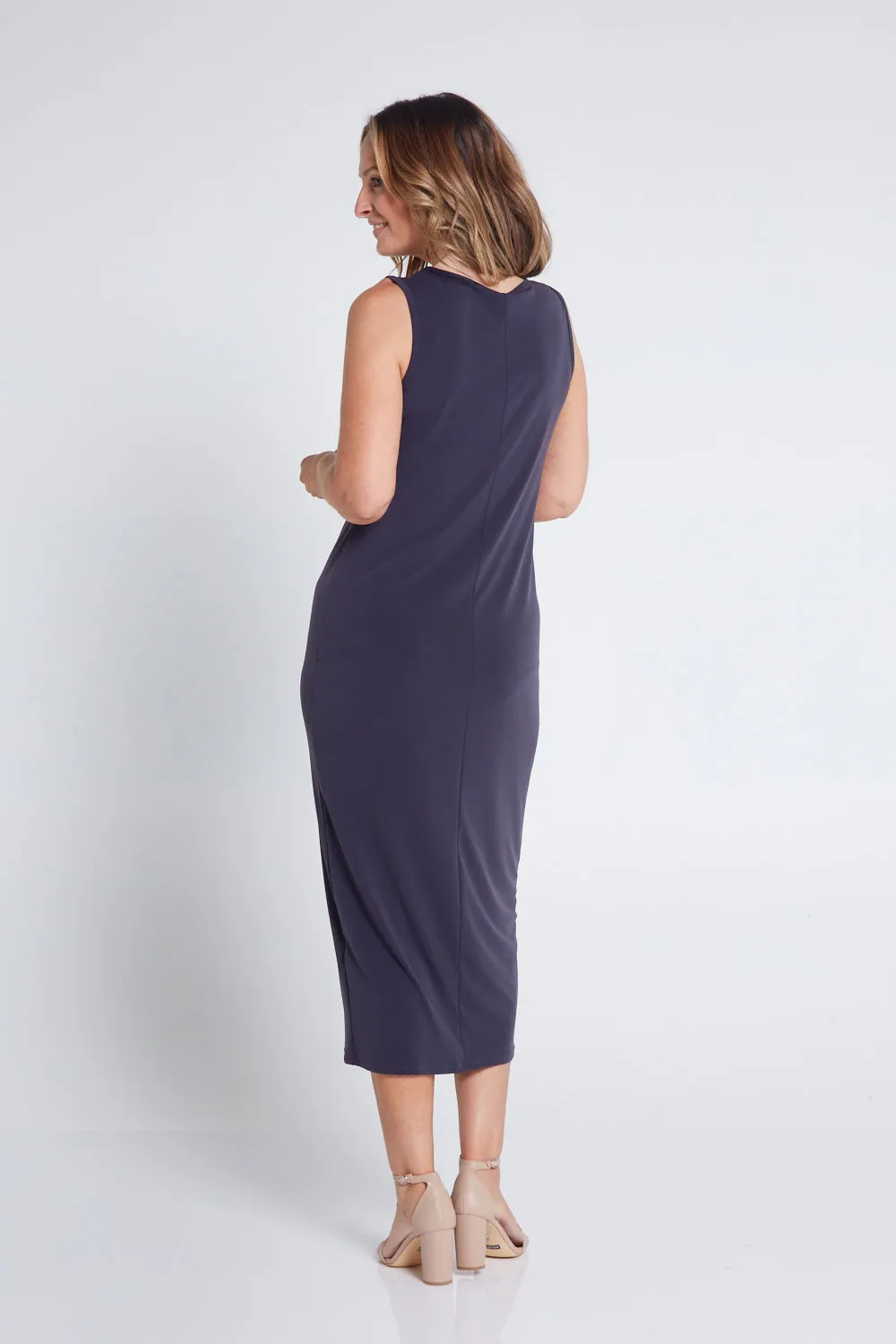 Amy Midi Stretch Slip - Charcoal