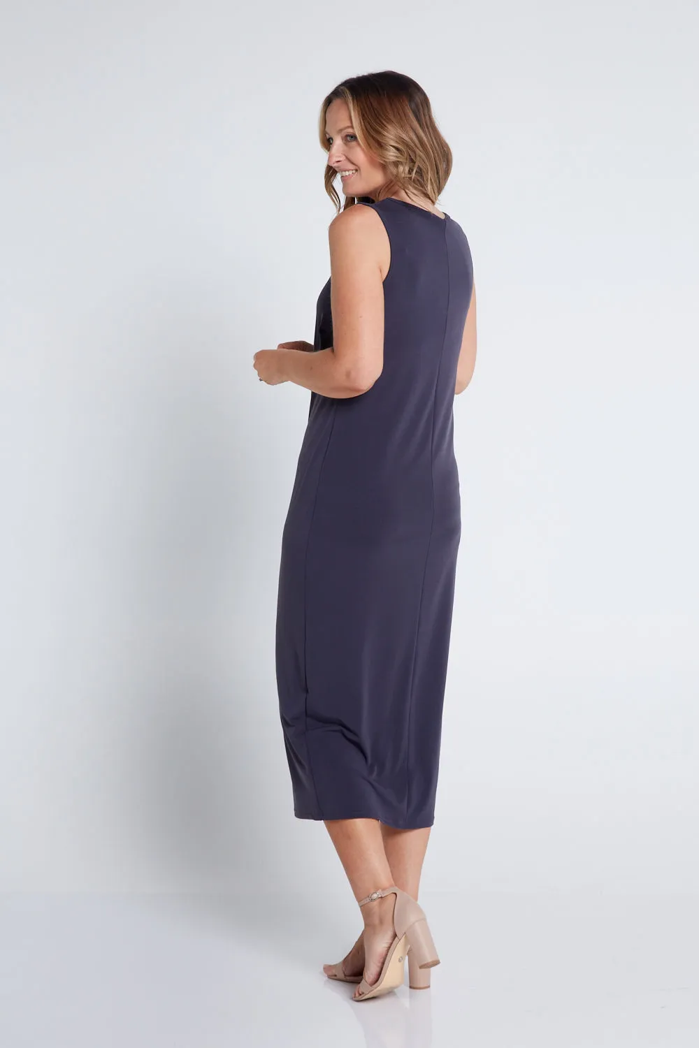 Amy Midi Stretch Slip - Charcoal