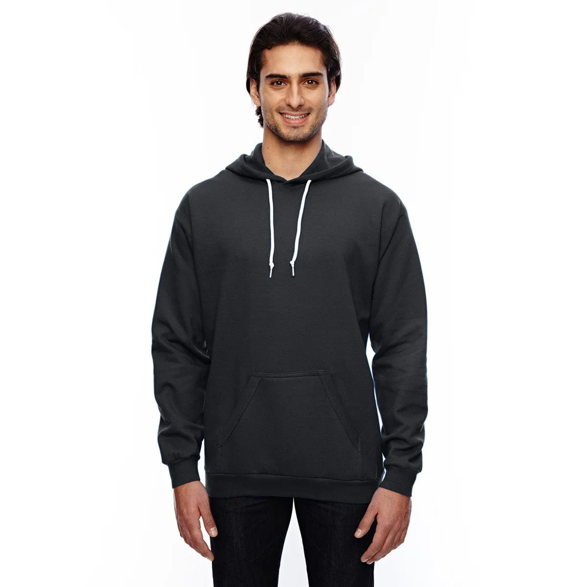 Anvil Men's Black Pullover Hooded Fleece Sweatshirt