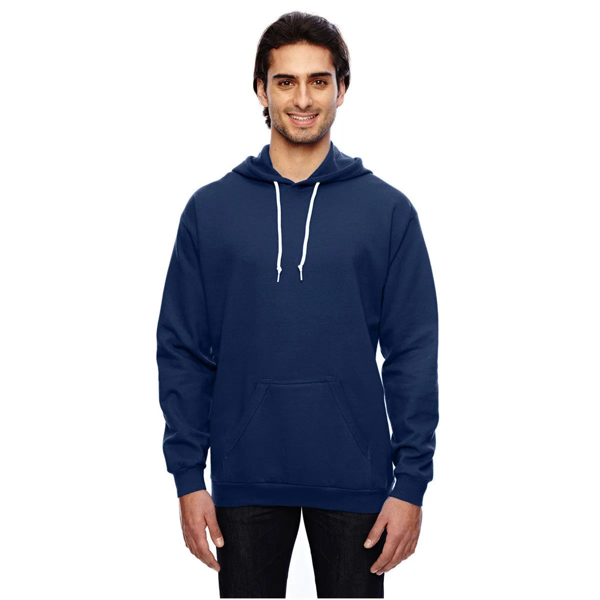 Anvil Men's Navy Pullover Hooded Fleece Sweatshirt