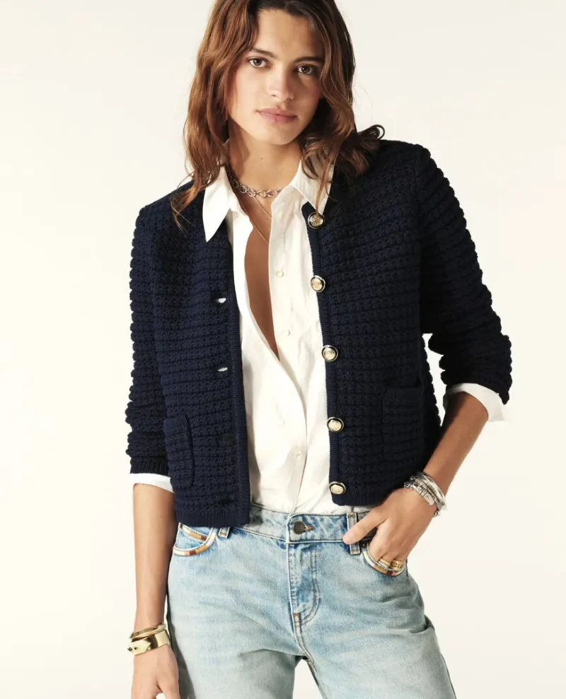 Ba&sh Gaspard Marine Blue Cardigan