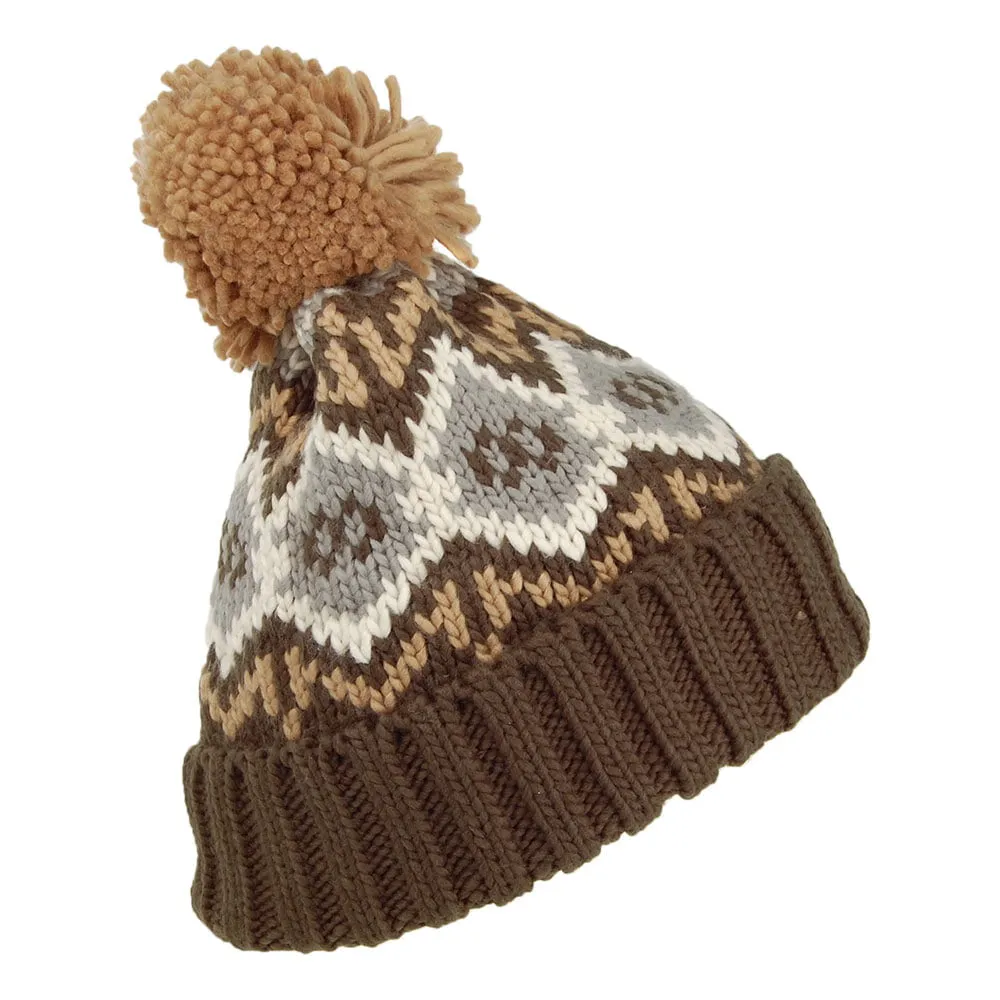 Barbour Hats Malton Fair Isle Bobble Hat - Forest