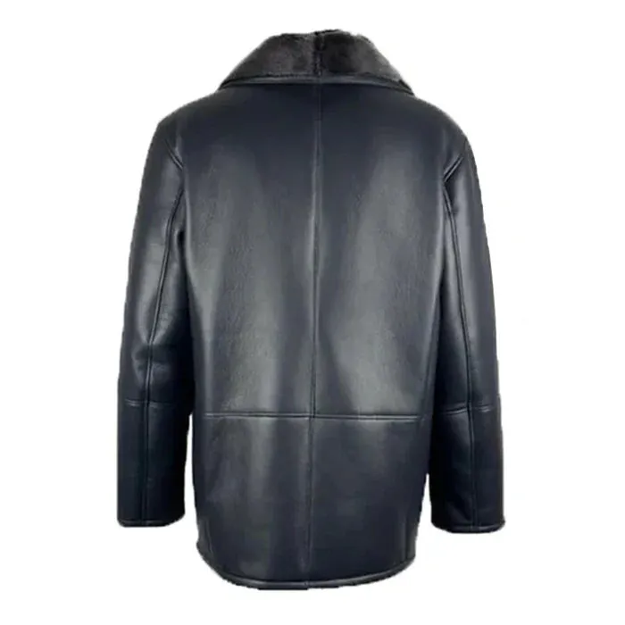 Black Alex's Shearling Driving Real Leather Coat