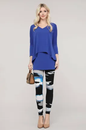 Black and Blue Abstract Leggings