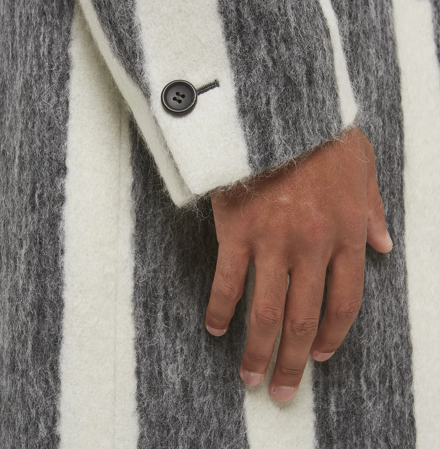 Black and White Mohair Overcoat