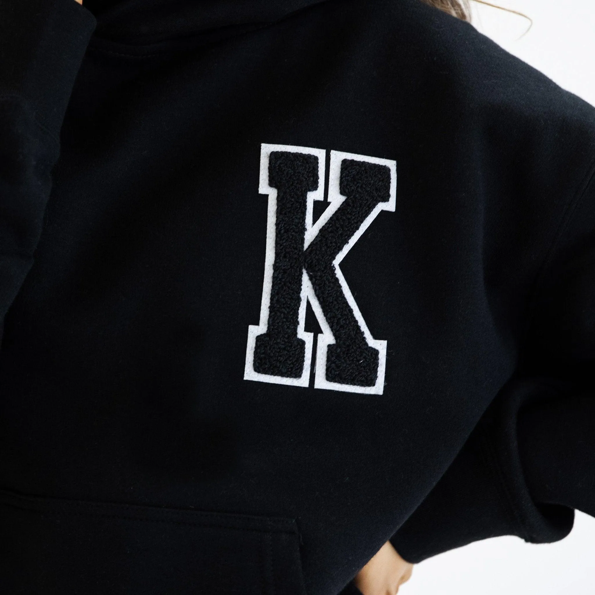 Black Appliquéd Relax Hoodie