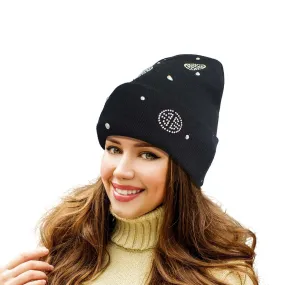 Black Bling Greek Beanie