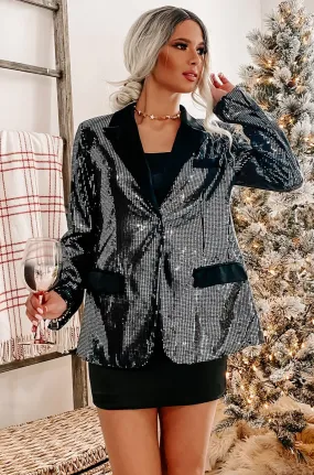 Black Ice Sequin Blazer (Black)