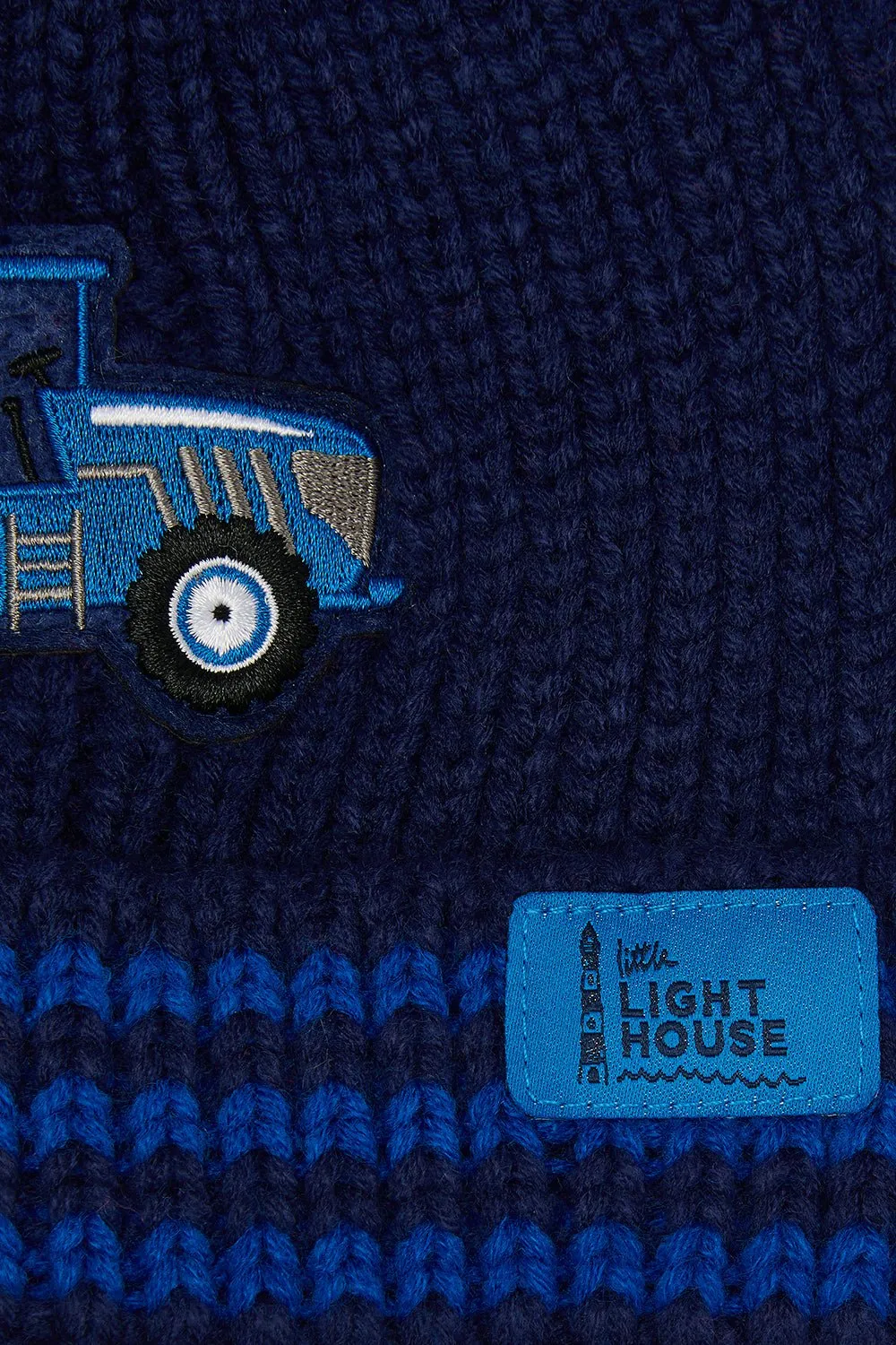 Bobbie Bobble Hat - Blue Tractor Striped