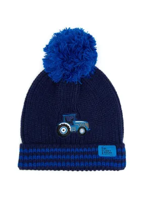 Bobbie Bobble Hat - Blue Tractor Striped