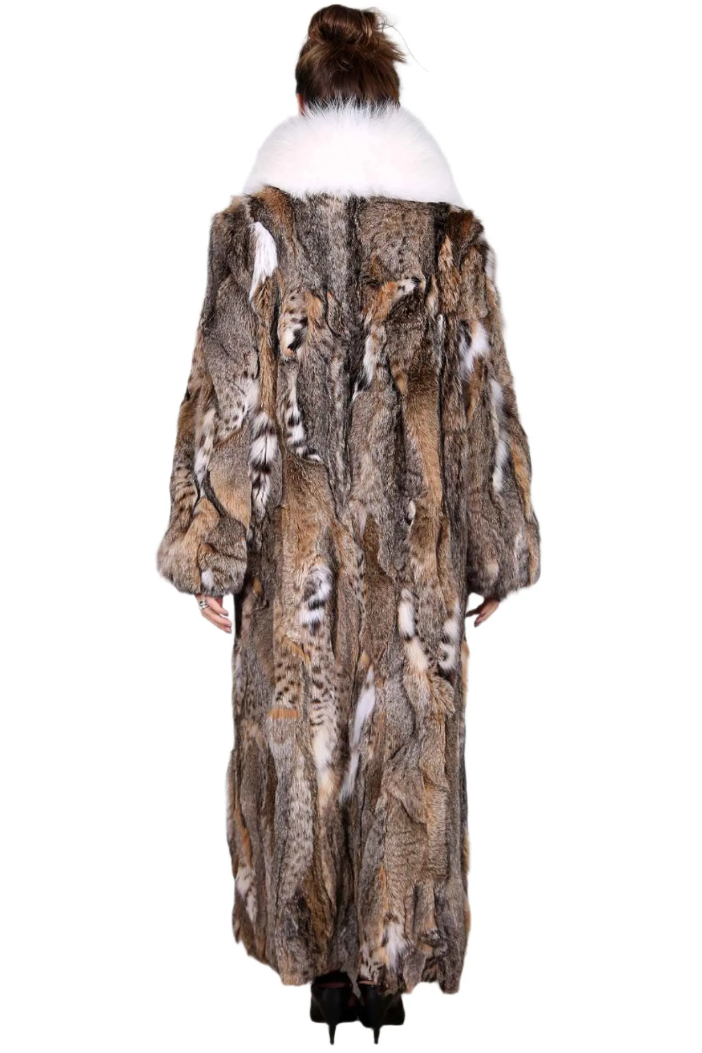 Bobcat Fur Coat with Fox Fur Collar