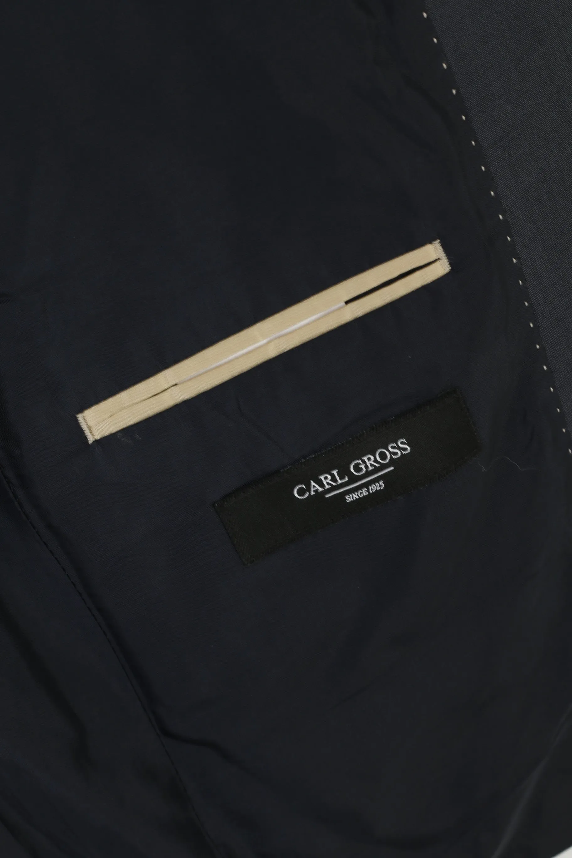 Carl Gross Men 48 38 Blazer Navy Wool Vintage Super 130 Single Breasted Jacket