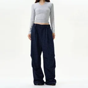 Casual Plaid Wide-leg Pants