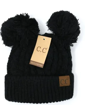 C.C Beanie Solid Winter Double Pom Pom Hat (HAT-60)