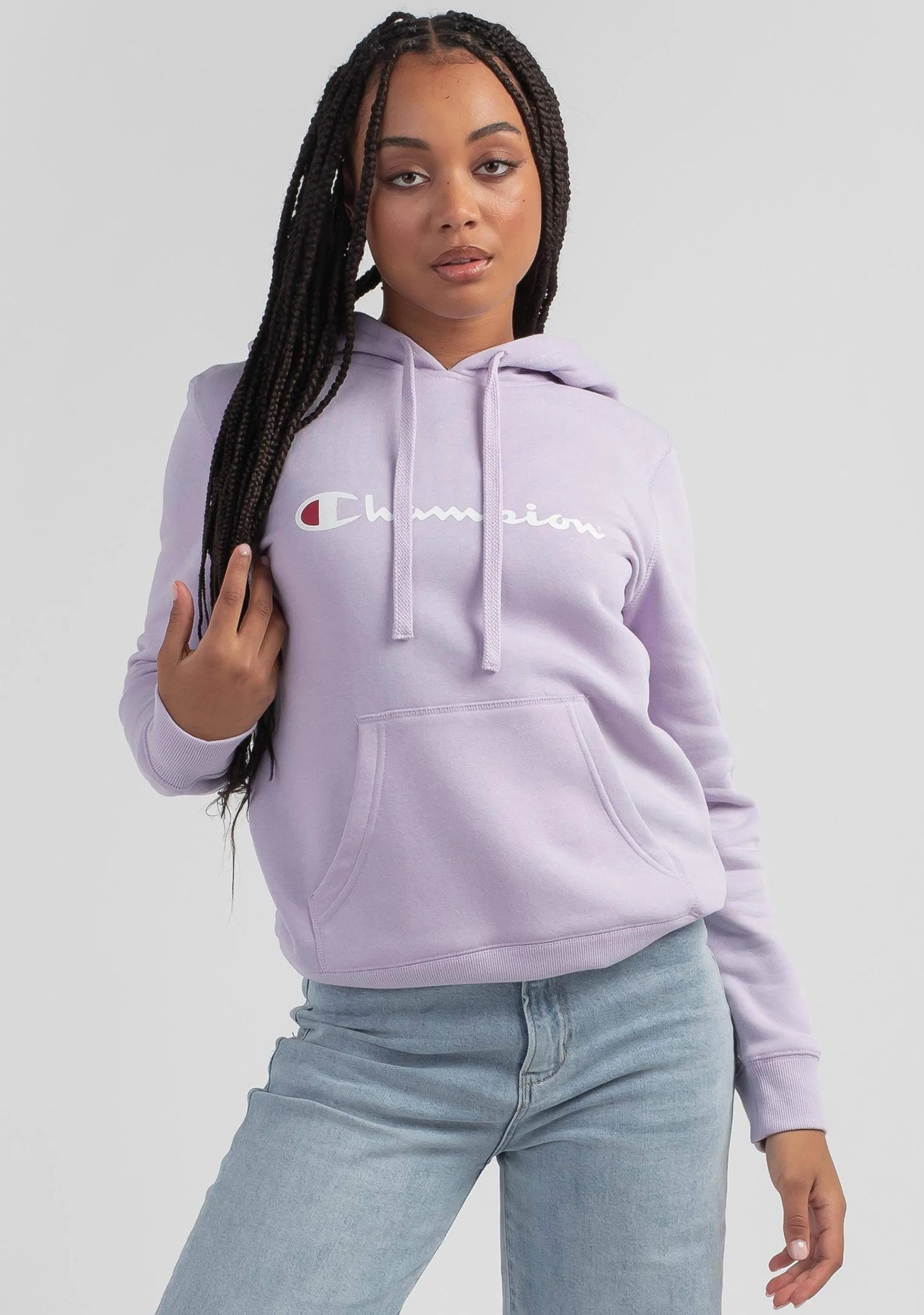 Champion Womens Script Logo Hoodie Lilac <br> CWG4N XMC