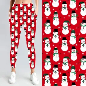 Cherry Red Snowman Leggings