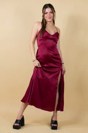 Chic Romance Dress in Burgundy