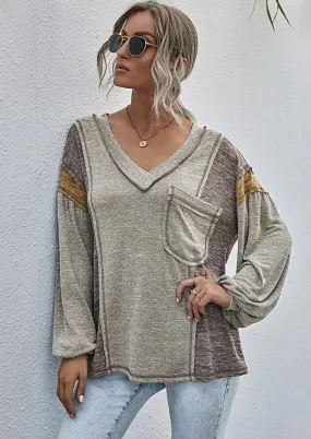 Color Blocked Cozy V-Neck Pullover