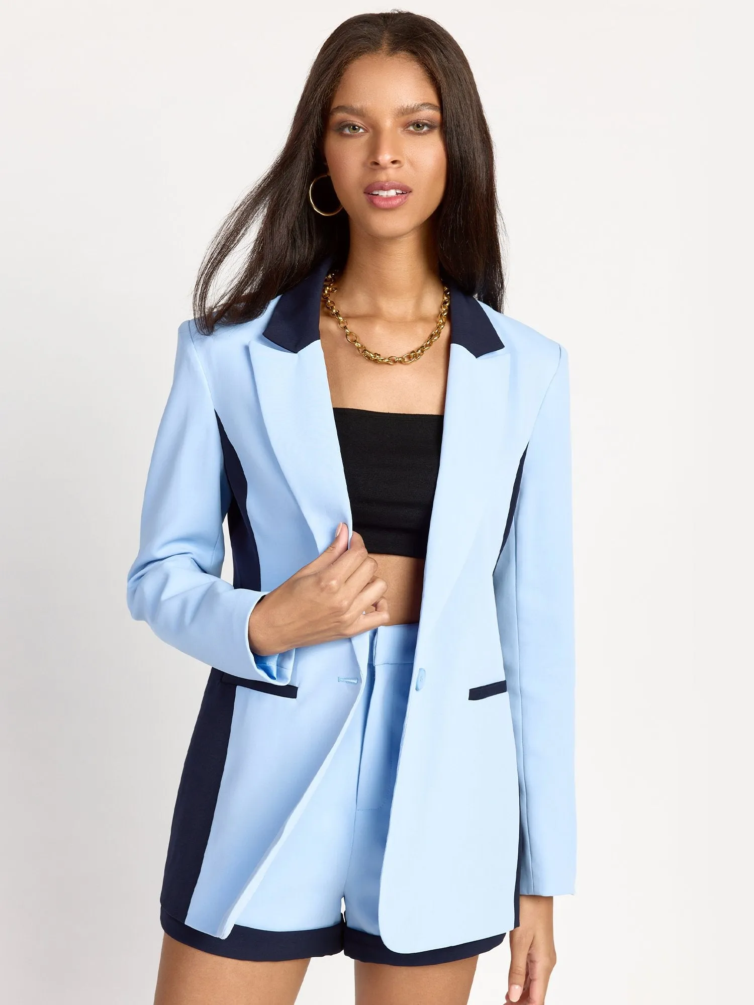 Colorblock Blazer - Endless Rose