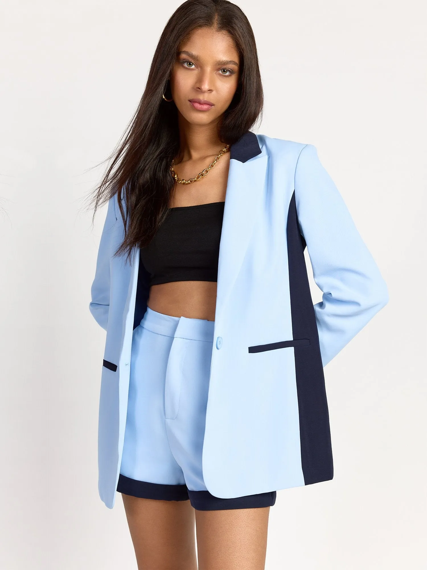 Colorblock Blazer - Endless Rose