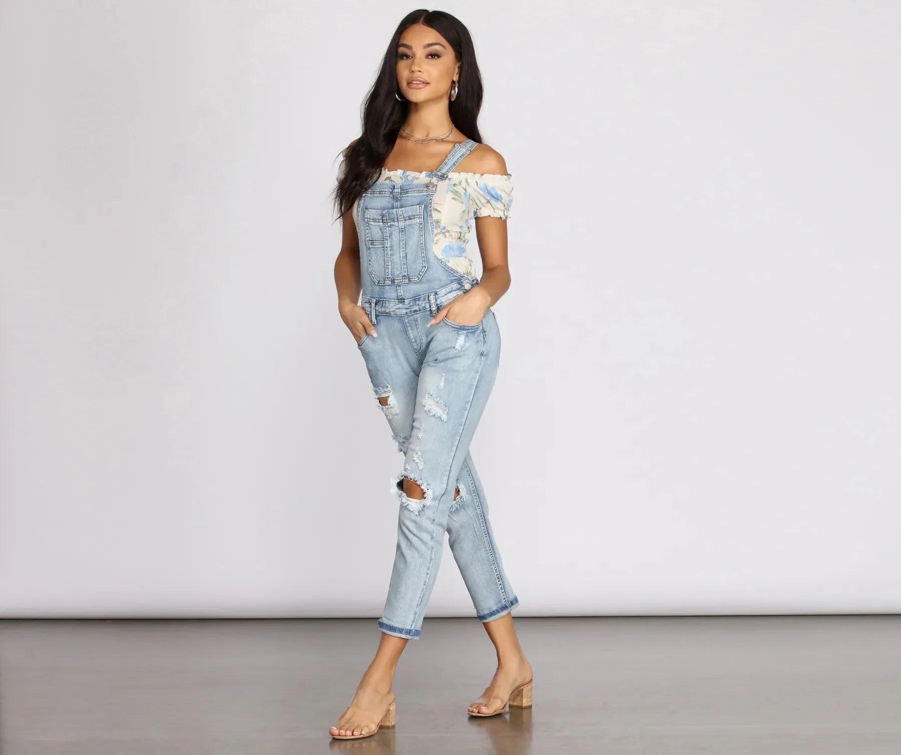 Comfy Cool Distressed Overalls