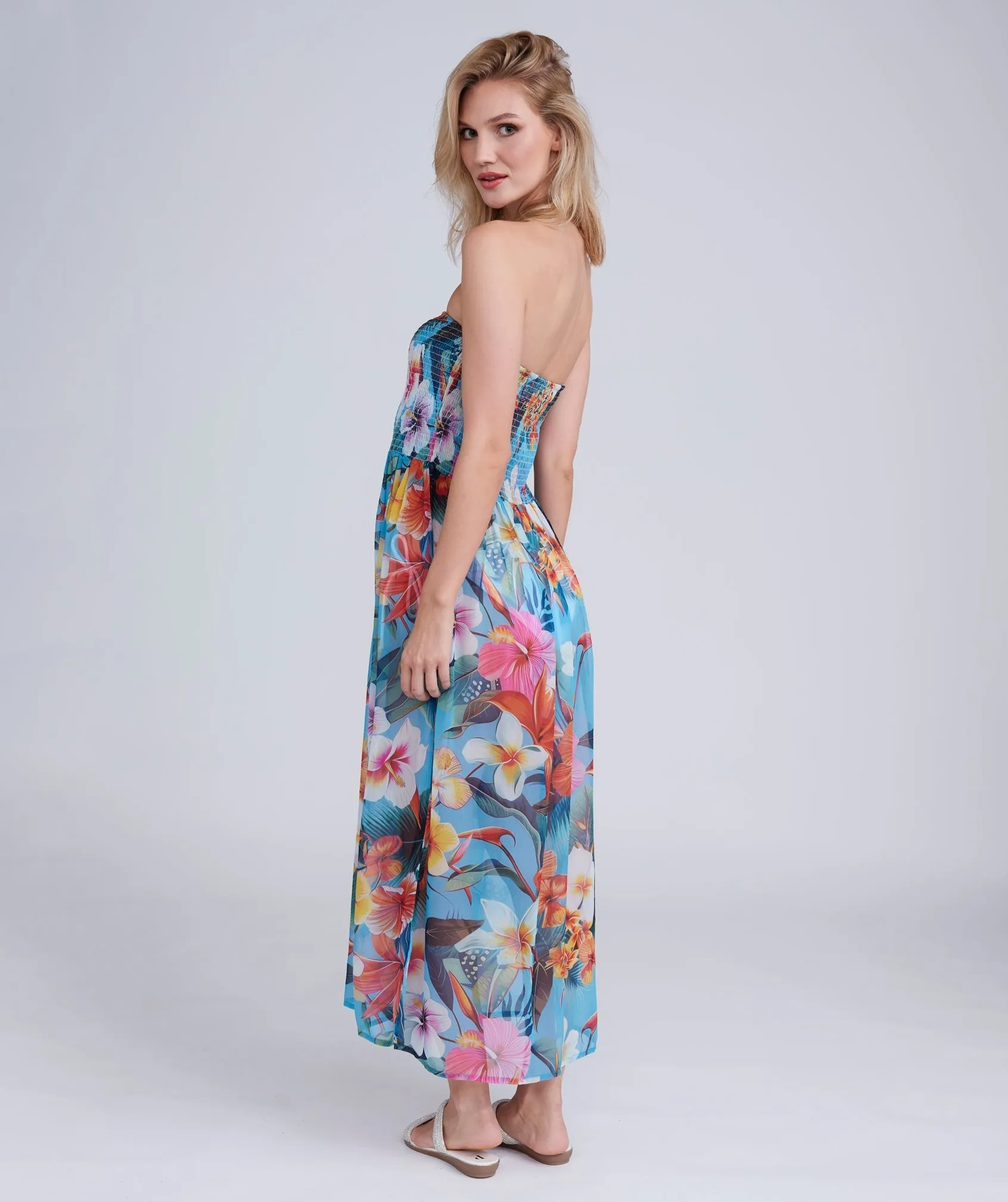 Cornflower Blue Strapless Maxi Dress