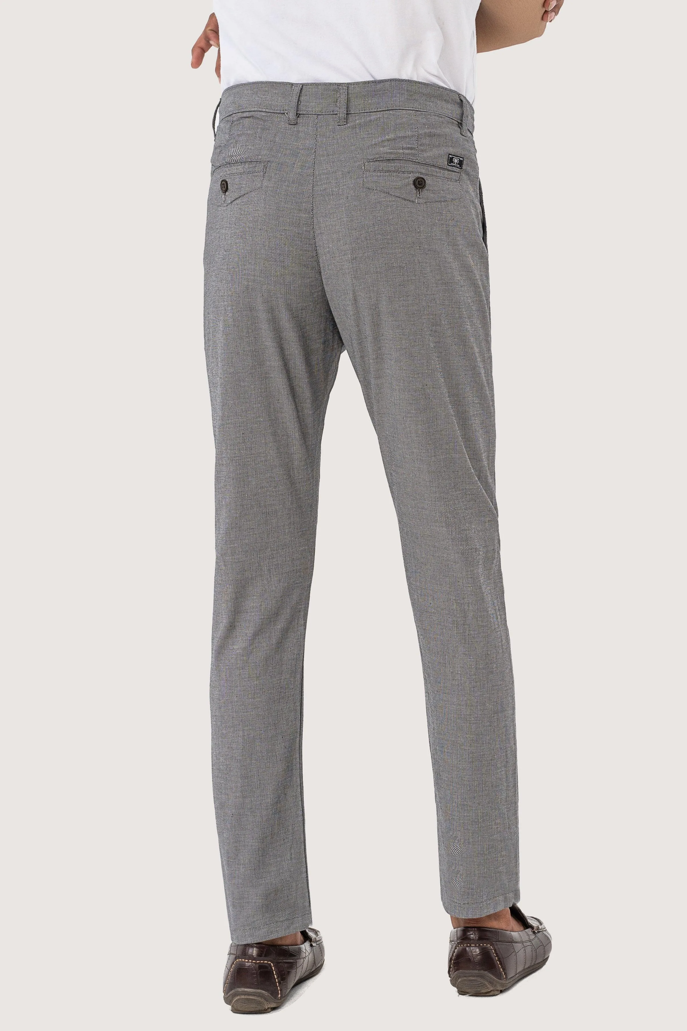 CROSS POCKET SELF TEXTURED PANT GREY BLACK