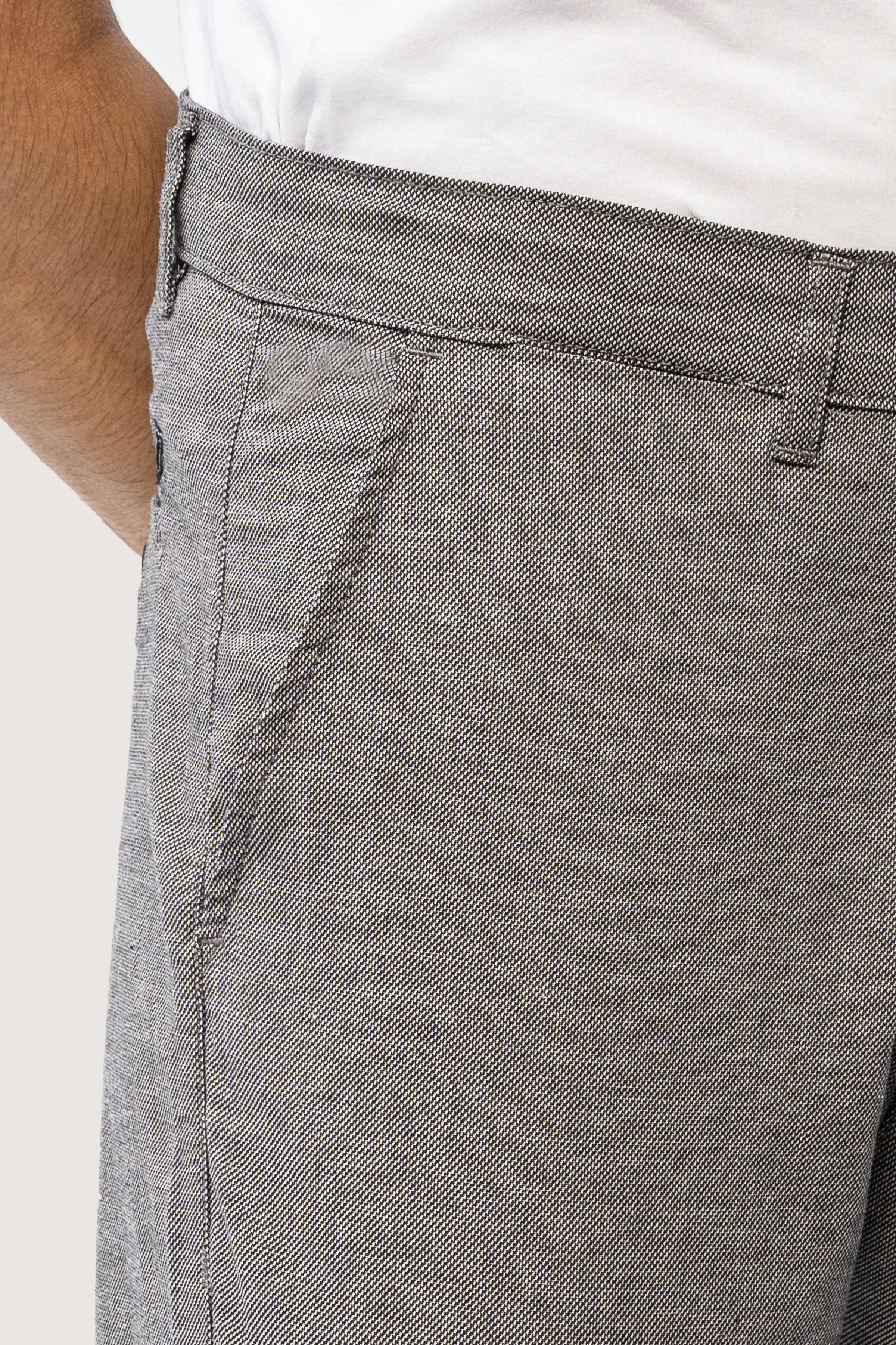 CROSS POCKET SELF TEXTURED PANT GREY BLACK