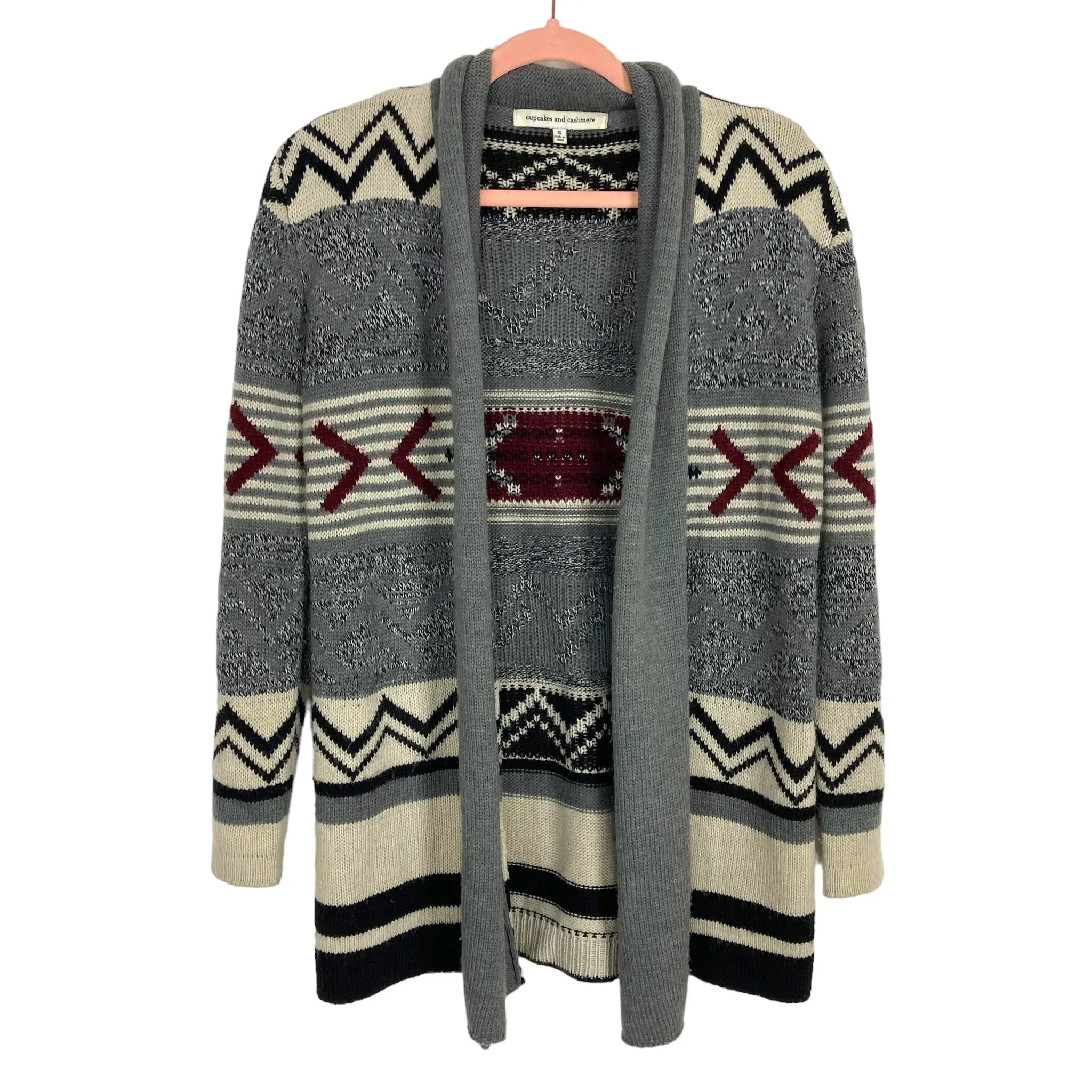 Cupcakes and Cashmere Wool Blend Aztec Sweater Cardigan- Size S