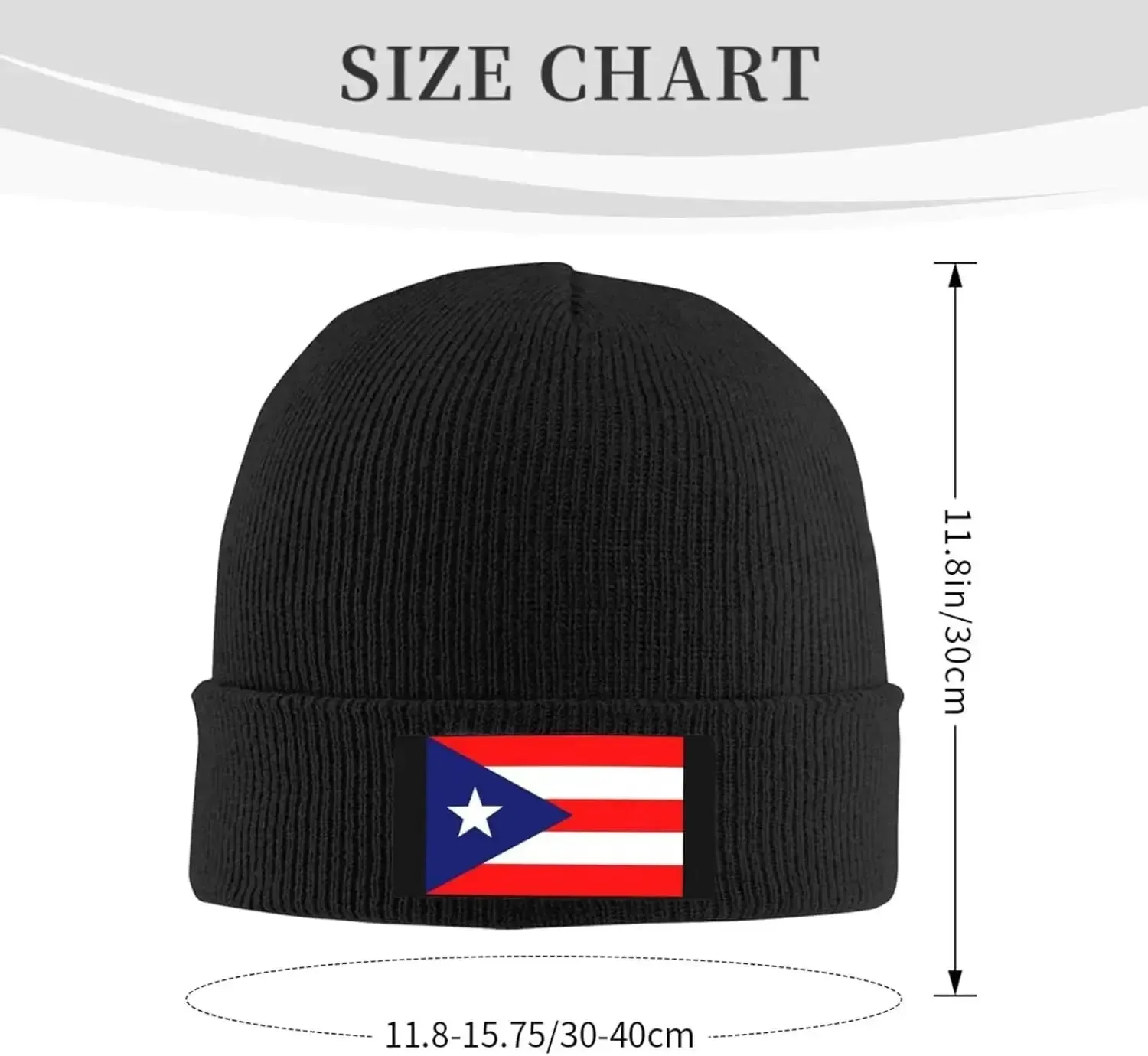 Cute Puerto Rico Flag Knit Beanie Hats for Women Men Soft Stretch Ski Skull Cap Slouchy Puerto Rican Winter Hat