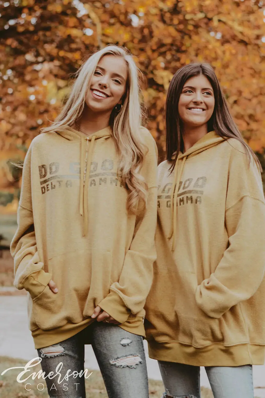 Delta Gamma Do Good Mustard Sueded Hoodie