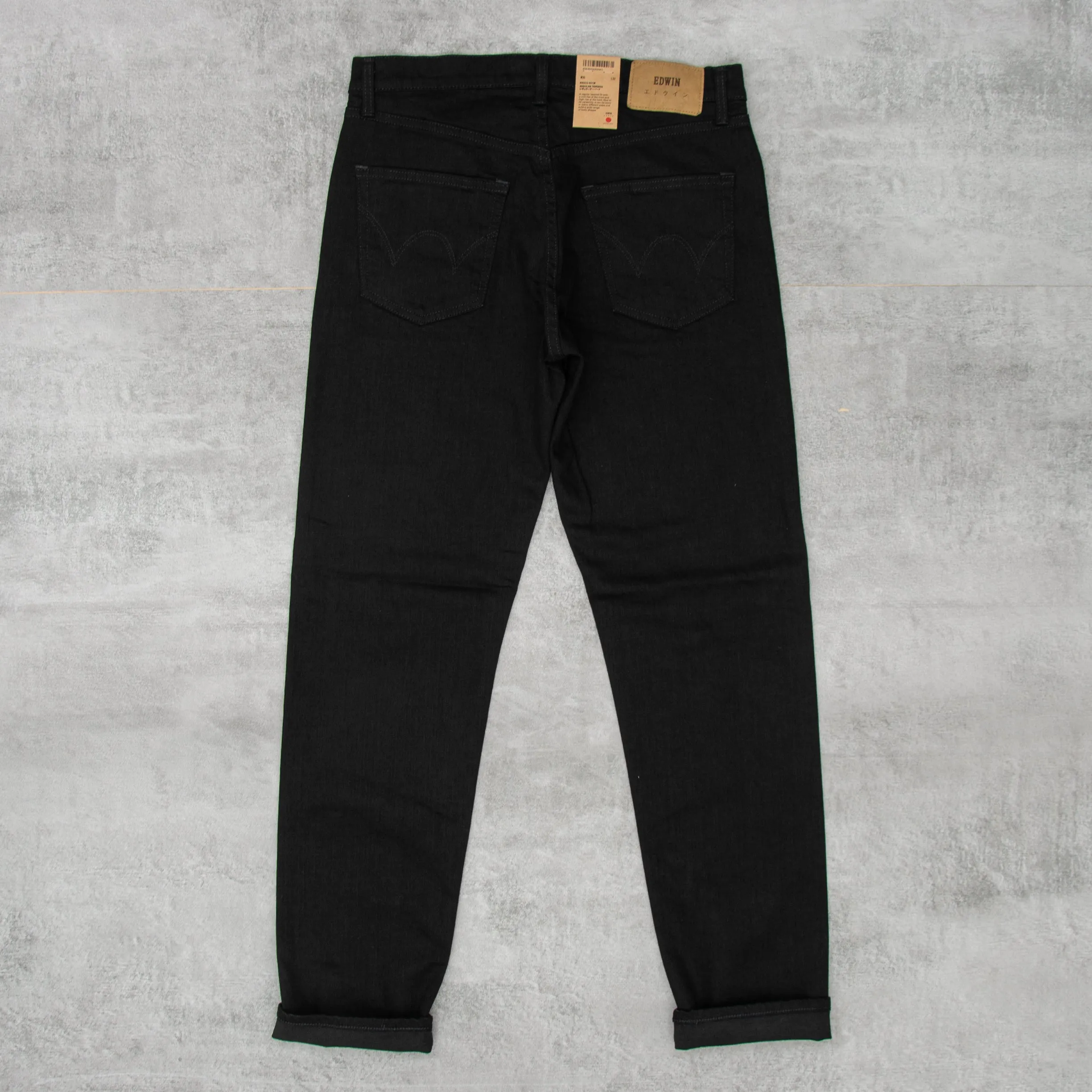 Edwin Regular Tapered Jeans Kaihara Stretch - Black x Black Rinsed