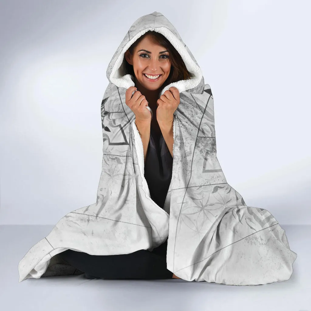 Elements of Sacred Geometry - White | Hooded Blanket | Mandalazed