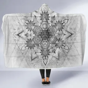 Elements of Sacred Geometry - White | Hooded Blanket | Mandalazed