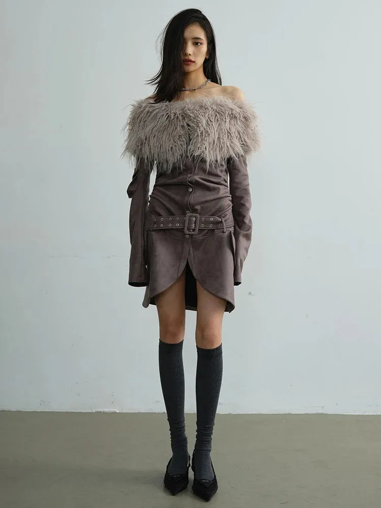 Elentagne Belted Fuzz Dress