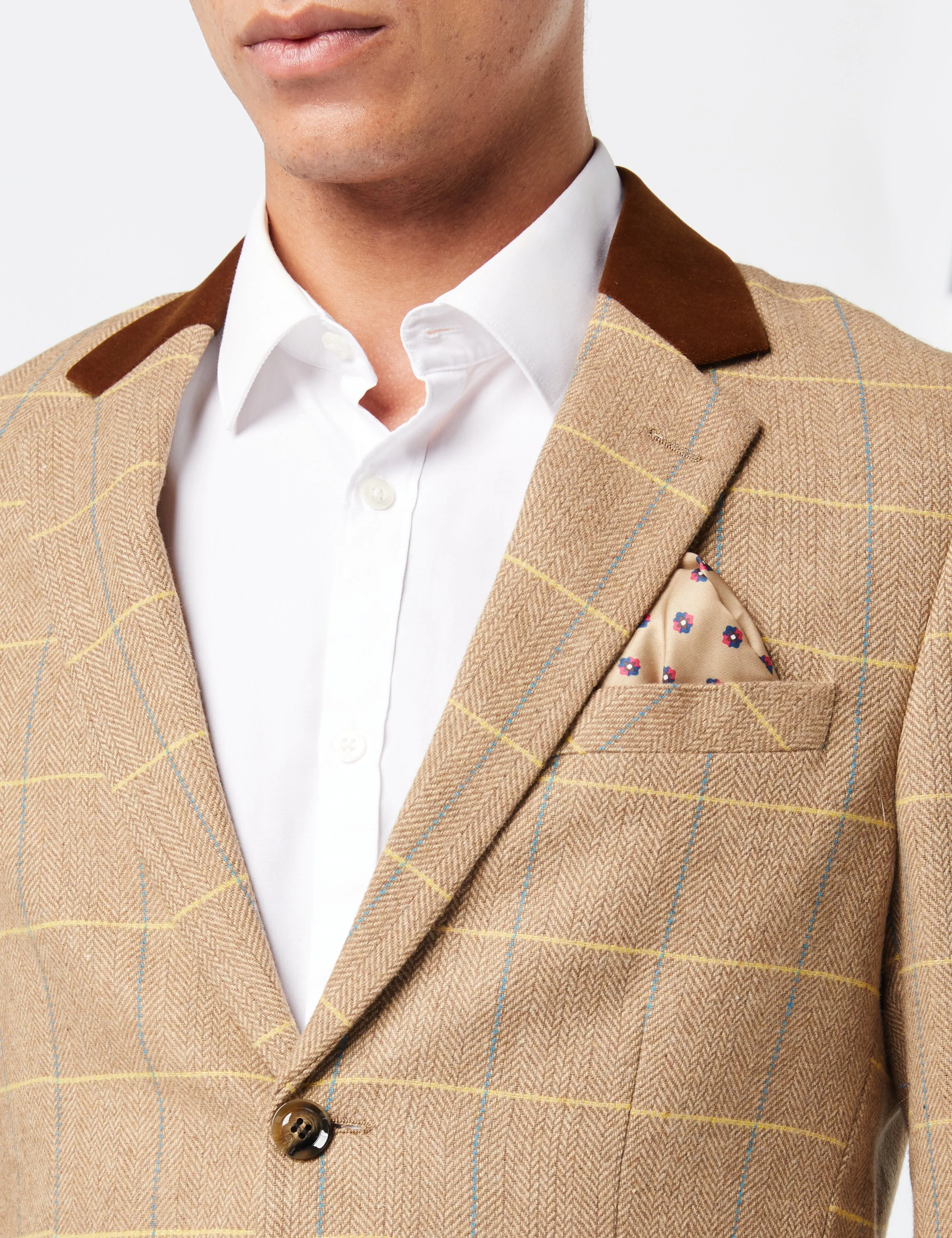 ELTON -  Light Brown Tweed Check Blazer