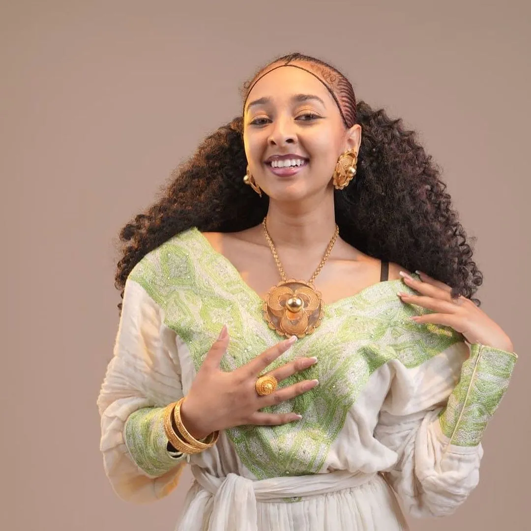 Emerald Grace Habesha Dress Light Green Elegance in Habesha Kemis