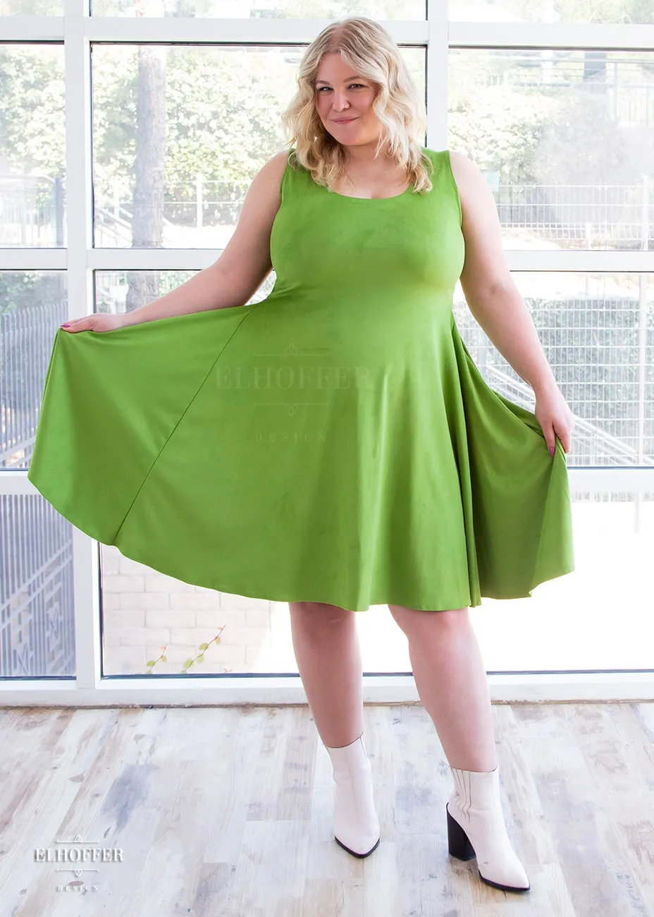 Essential Knee Length Dress - Avocado Suede